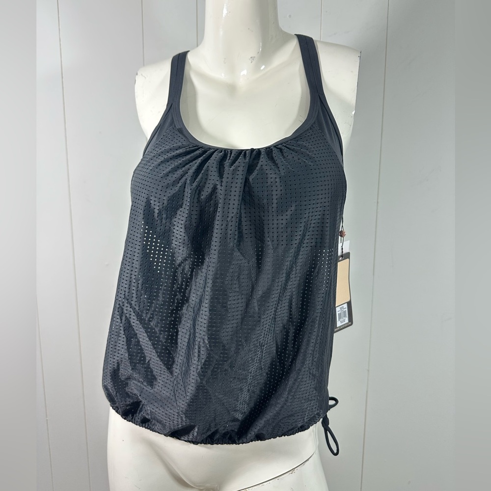 NWT Calia Women’s Size Medium 2-in-1 Tankini Swim Top Black Adjustable Straps